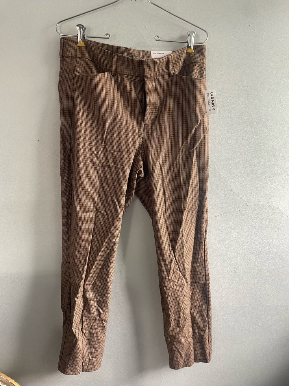 Old Navy Women’s Pixie Brown Micro-Check Dress Pants